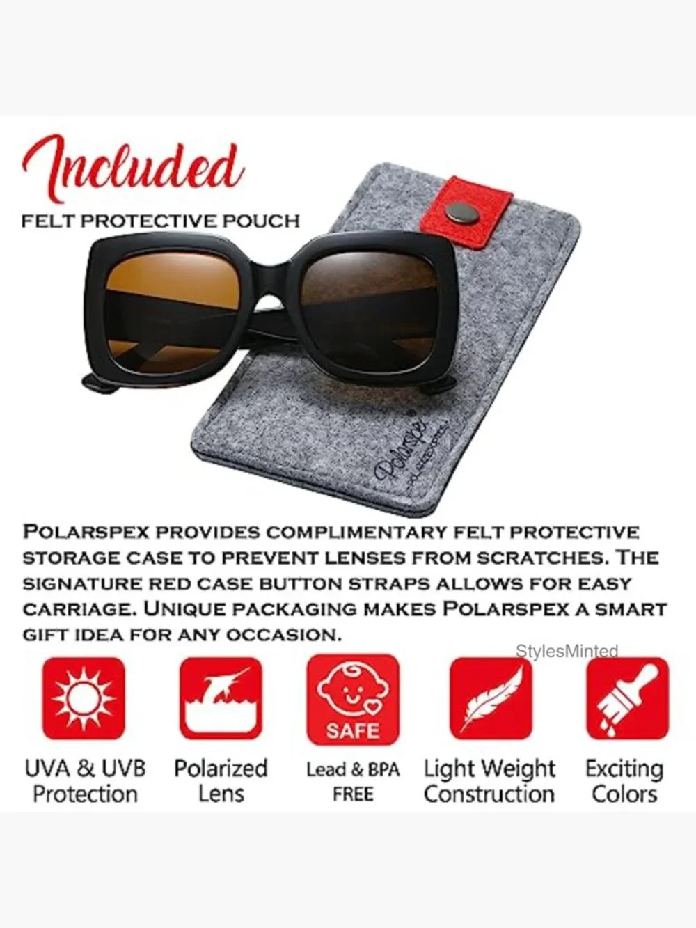 Girls Oversized Square Polarized Sunglasses BPA Free
